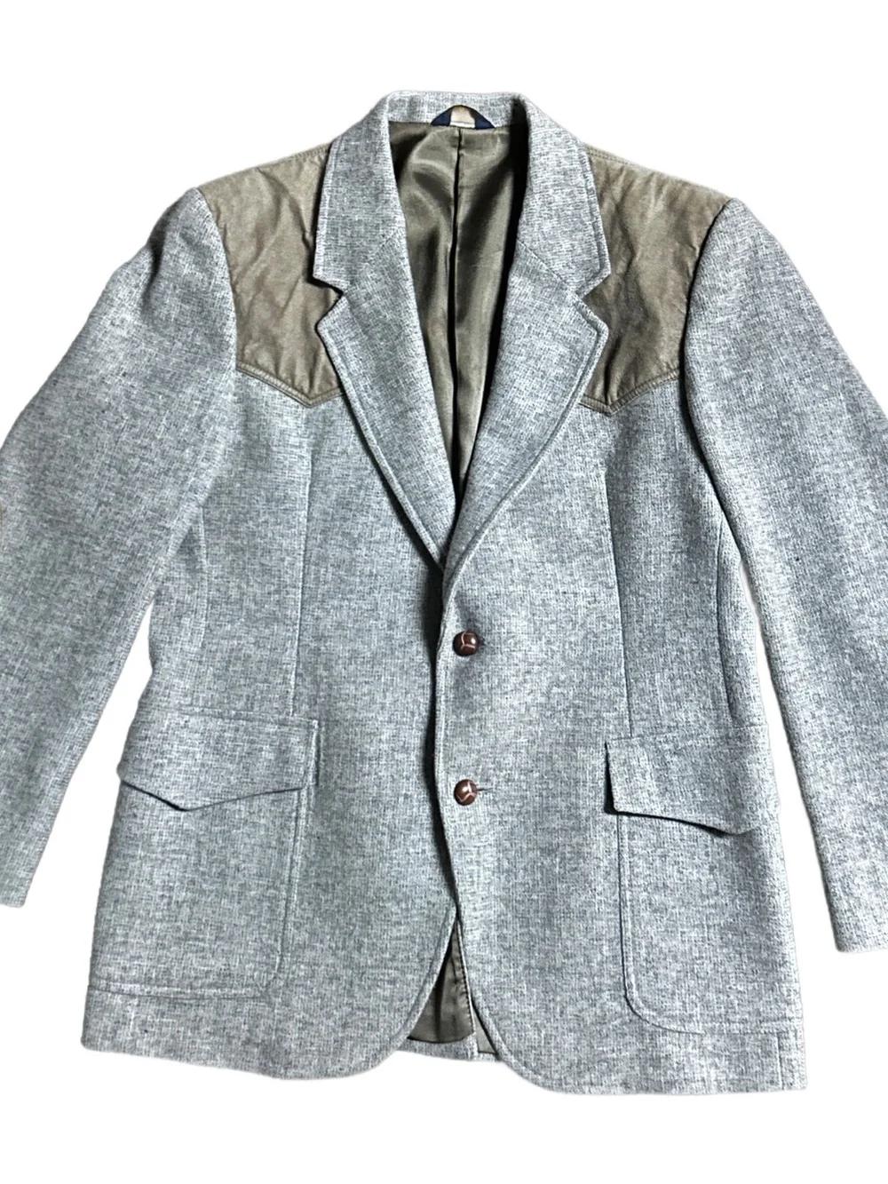 Pendleton ~ Size 42 ~ Vintage ~ Beige Brown ~ Wool Blazer Jacket W/Elbow Patches